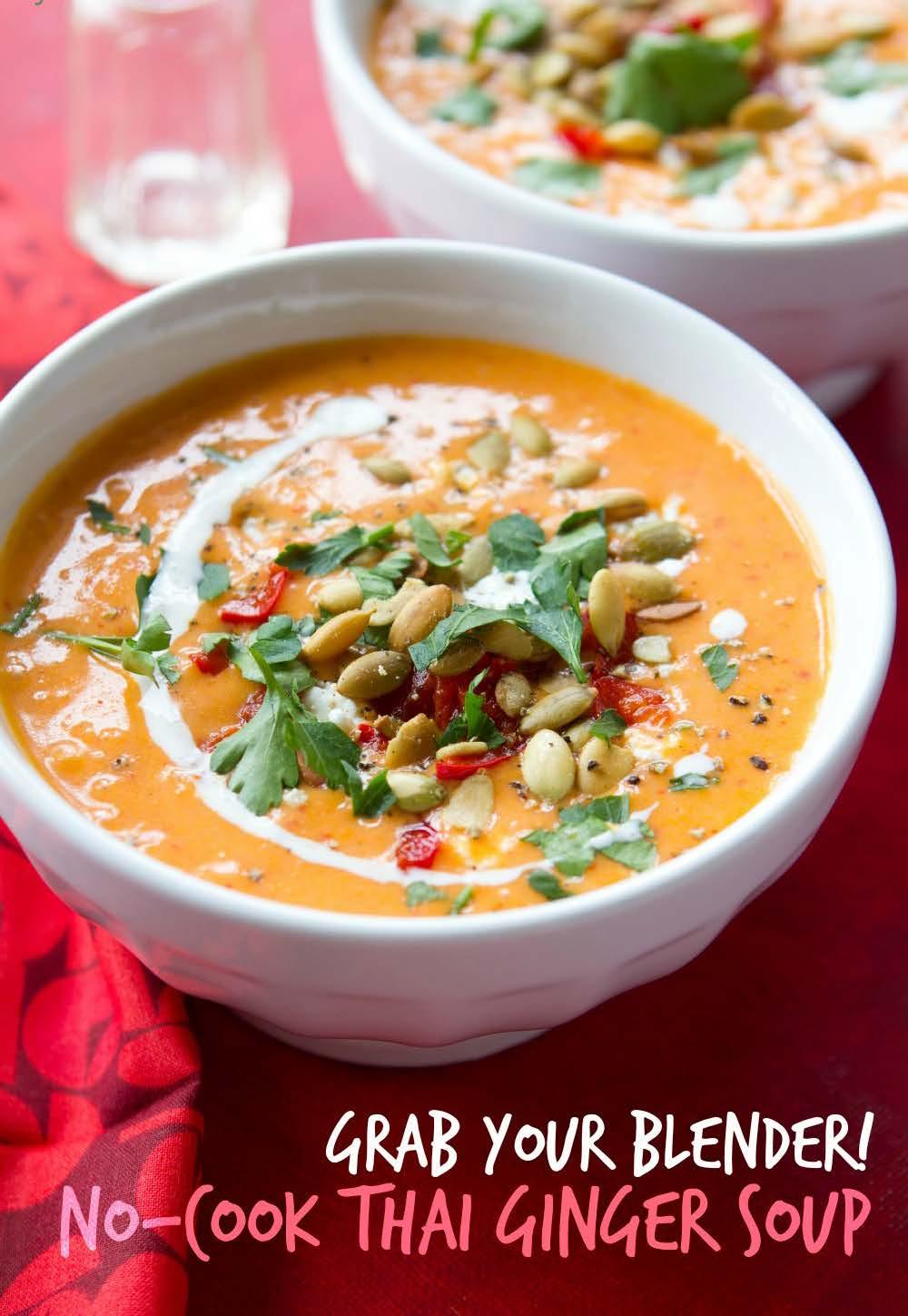9. Thai Pink Ginger Soup If want to enjoy the energy benefits of uncooked carrots, you ll love this recipe. A hi-speed blender (like a Vitamix) makes quick work of this deliciously simple dish!