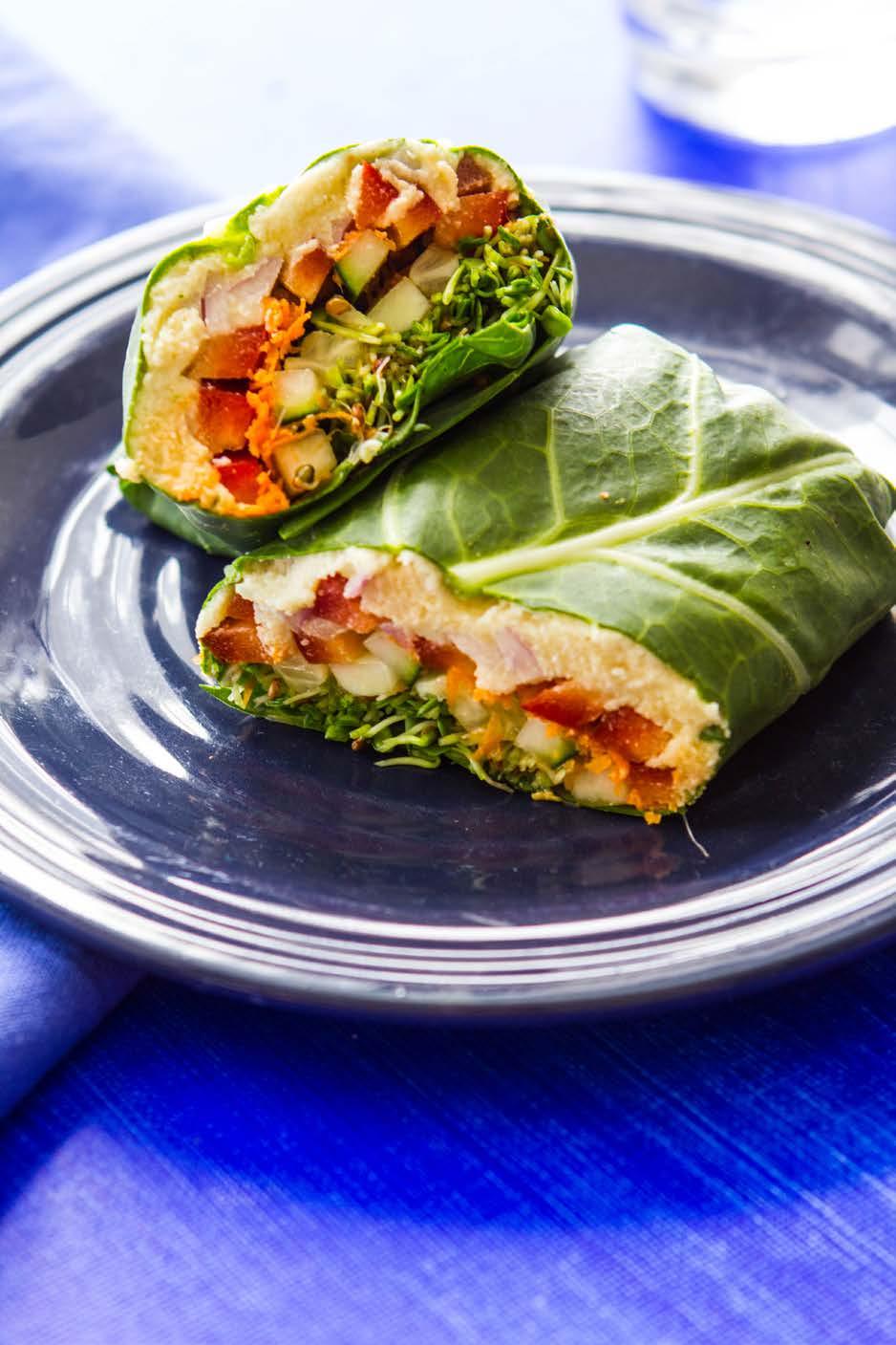 Wraps 10. Collard Hummus Wraps Forget the tortilla! You can make a delicious wrap that doesn t spike your blood sugar with energy-sapping gluten-laden carbs!