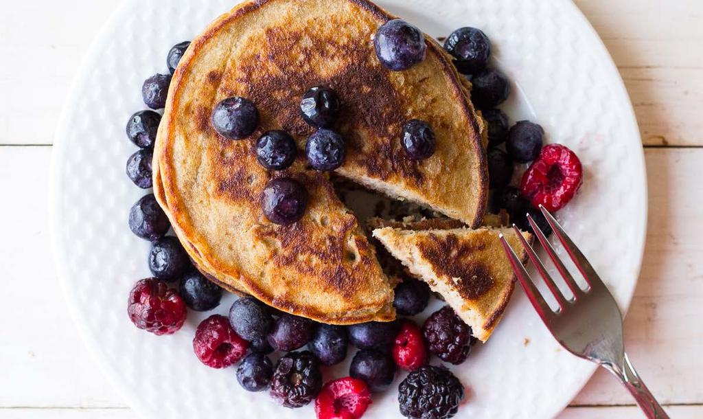 3. 3-Ingredient Almond Butter Pancakes These 3-ingredient almond butter pancakes are so scrumptious and easy, you won t even notice that they re high-protein and gluten free!