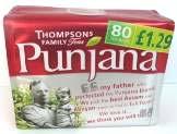 Total weight: 26g Thompsons Family Teas Punjana Foil laminate stabilo style bag with internal U- board.