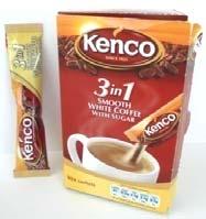 95g) Kenco 3 in 1 smooth white coffee 10 servings Tray format carton containing foil flowwraps.