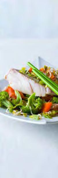 HALIBUT WITH SAUTÉE D VEGETABLES AND SPICED CAULIFLOWER RICE 4 Servings 4 wild halibut fillets, about 4 to 6 oz.
