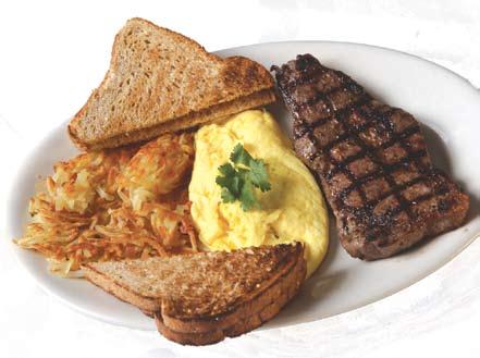 95 New York Steak & Eggs Side Orders Ham, Sausage or Bacon $2.55 Hash Browns $1.95 English Muffin or Toast $1.95 Bagel & Cream Cheese $2.45 Side of Fruit $2.