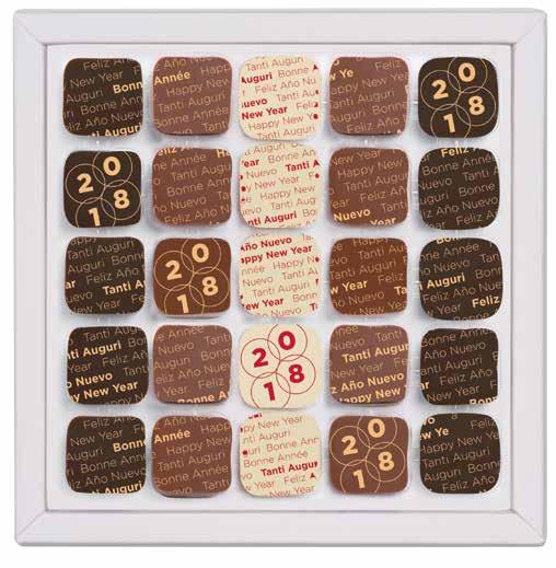 Gourmet HAPPY NEW YEAR 2018 Box of 25 New Year chocolates, filled with salted-butter