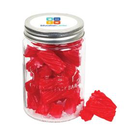 AUSTRALIAN LICORICE MASON JAR Stuffed to the rim with delicious Australian red licorice, this sweet and delicious mason jar is the perfect gift for licorice