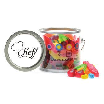 Open one of our artful paint can fi llables packed with color and taste. Candy includes: Chocolate Covered Pretzels, Dark Chocolate Non-Pareils, S mores Popcorn, and Chocolate-Covered Oreo Cookies.