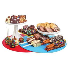 This heavenly assortment includes 8 gourmet Oreos dipped in chocolate and candies, 4 chocolate-dipped gourmet brownies, 4 chocolate-dipped pretzel sticks, and 6 gourmet chocolate-dipped