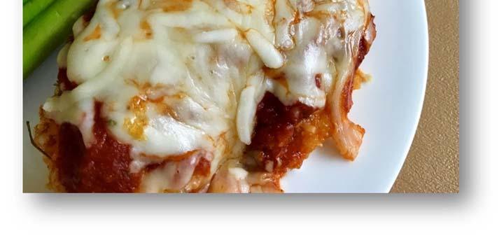 ), split & skin removed 1 egg, beaten 2/3 cup Shredded mozzarella cheese In a microwave safe bowl, combine spaghetti sauce and garlic salt.