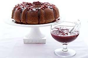 Cake: 3 1/4 cups cake flour, sifted 2 teaspoons baking powder 1/2 teaspoon baking soda 1/2 teaspoon fine salt 3/4 cup sour cream Finely grated zest from 1 lemon 1/4 cup lemon juice 2 tablespoons pure