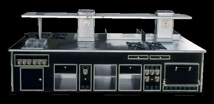 Grand Hyatt Hotel - The New York Grill - Mumbay - India - Back Side - 2002 - Made to measure central stove, black enamelled finish, brass trims, open burners