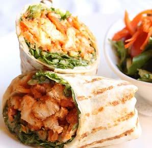 and rolled into a flour tortilla, served with a choice of fries or side salad Tr
