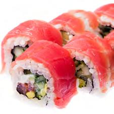 95 Spicy salmon roll jalapeno pepper, topped with white tuna and yellow fin tuna High Protein Maki 11.