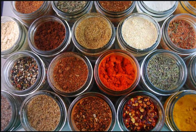 Spices A blend of herbs, spices and flavouring to enhance the flavour and