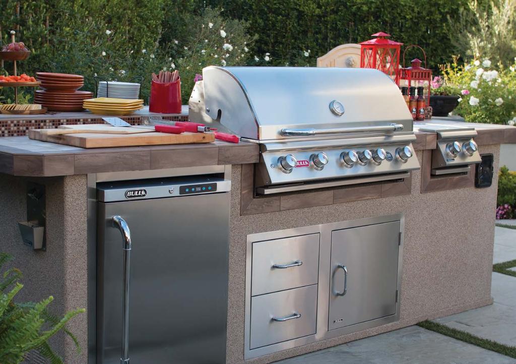 BULL Outdoor Kitchen Collection The 2014 Bull Outdoor Kitchen Collection is immense, and includes many impressive standard features that will turn your outdoor cooking dreams into reality.