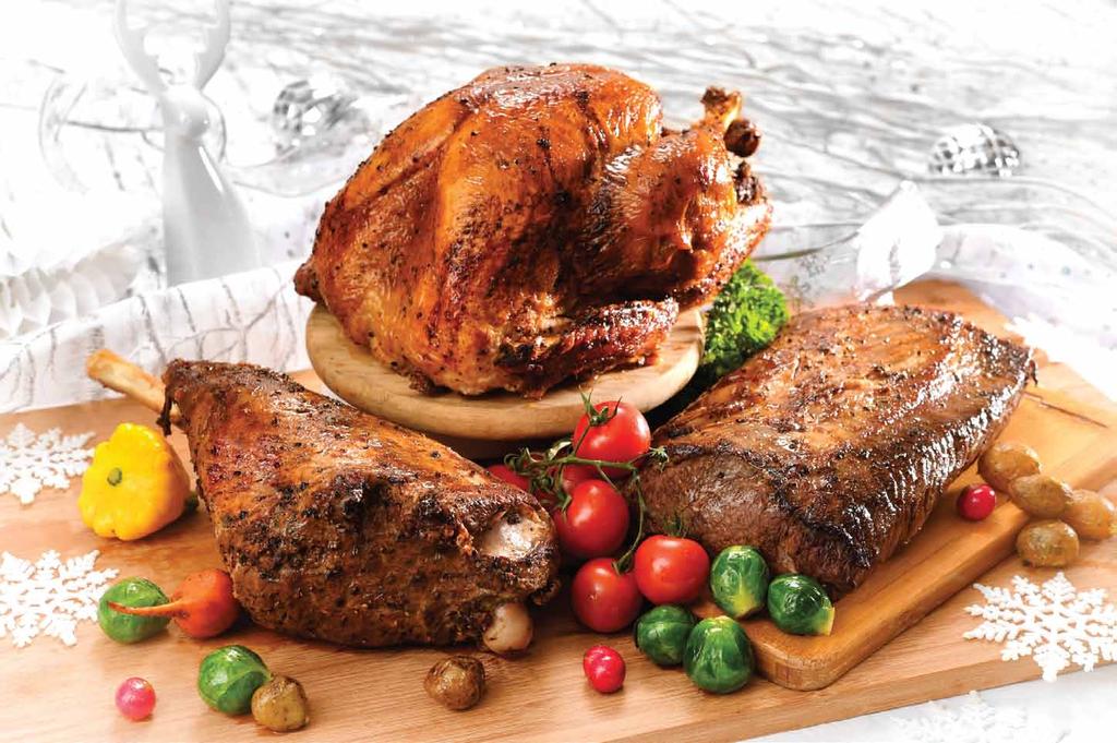 Rotisserie Hamper $398 (Serves 10 to 12) Combination of roasted leg of lamb (2kg), oven-roasted beef loin (2kg) and choice of roasted turkey with garnishes Festive goodies are available from 20