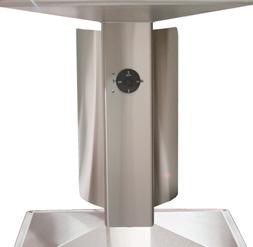 The optional stainless steel tank shield is designed to conceal the unsightly propane tank while a safety chain keeps the tank securely in