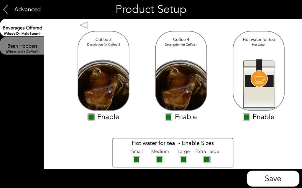 MACHINE SETTINGS 19. The TEA selection will now be available on the home screen for dispensing.