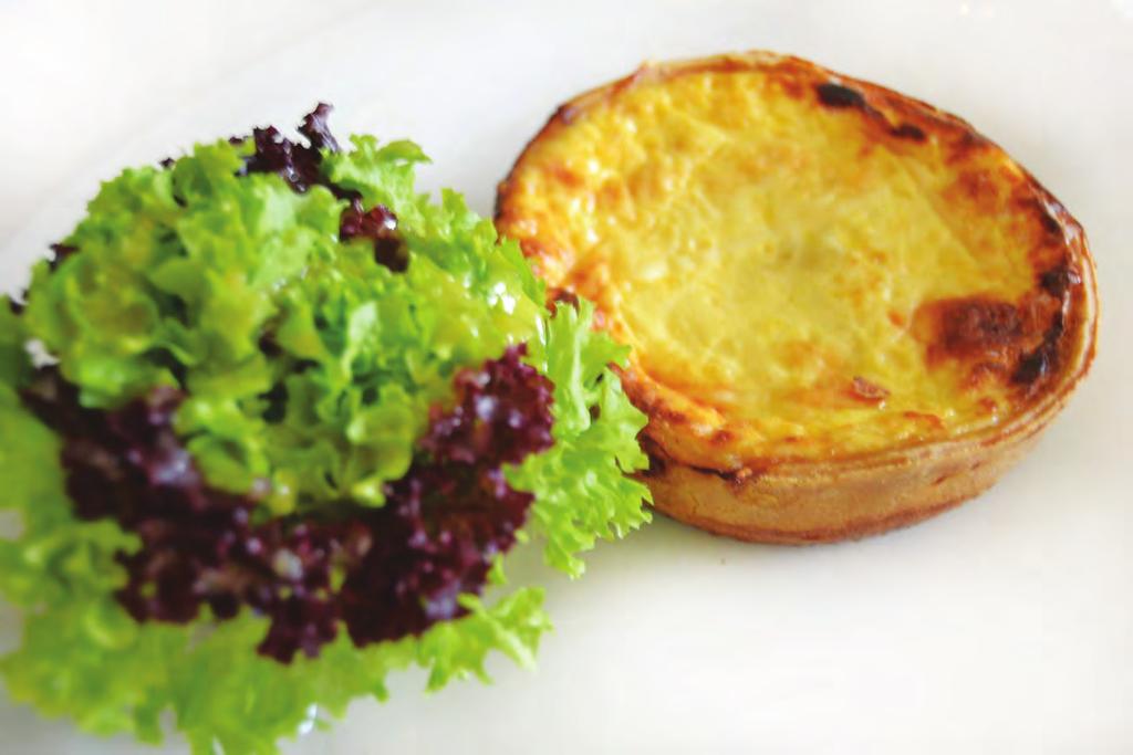 QUICHES Fettucine á la Crème de Bollets Traditional savoury French tart LORRAINE AED 43 Turkey ham with onions,