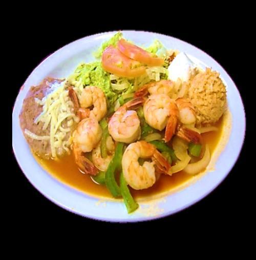 CAMARONES rancheros Shrimp served with onios, yellow chiles and bell peppers in our special tomatoe sauce 11.