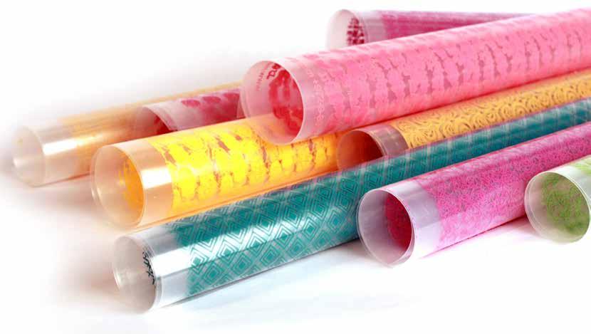 Transfer sheets Printed with various colors and patterns, these sheets are used to decorate mostly