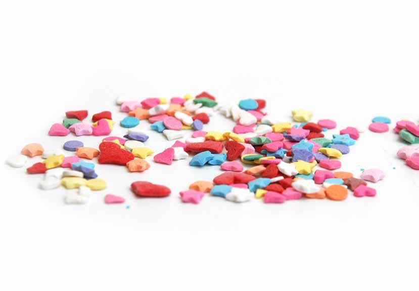 confetti Sweet tasty sprinkles in different shapes and colors.