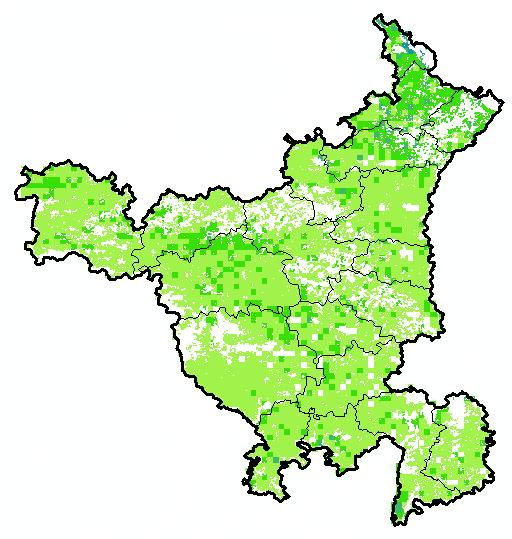 Agriculture vigour is moderate over central parts of Bihar whereas southern