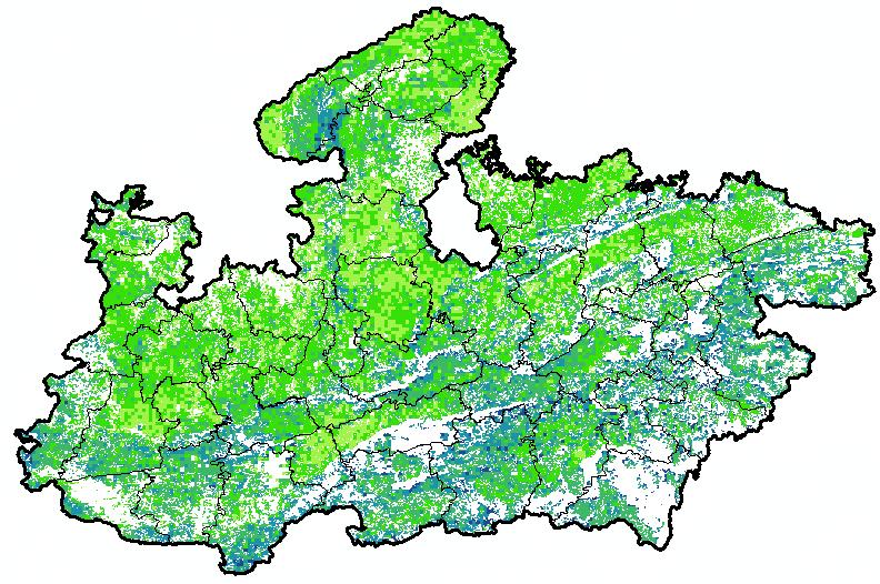 Jharkhand whereas, remaining states shows good to moderate NDVI values.
