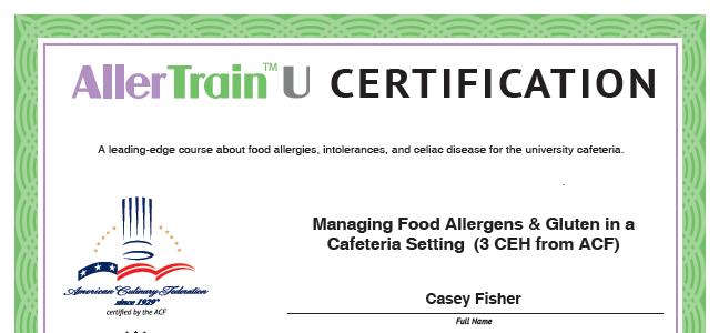 POLICY/PROCEDURES: Menu TRInfo/AllerTrain U suggests a process that includes four main points when a customer identifies as food allergic: Refer the customer with the food allergy to the Chef or