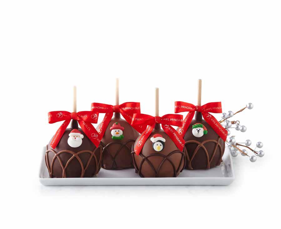 Holiday Caramel Apple 4-Pack Four Caramel Apples in our most popular flavors Triple Chocolate and Milk Chocolate Walnut arrive in an