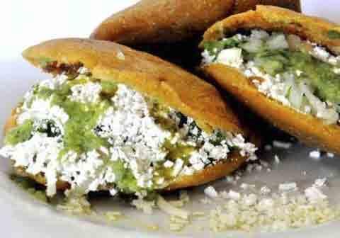 69 Fried handmade crispy tortilla, filled with your choice of meat and topped with lettuce and crumble fresh cheese: Queso Cheese Pollo Chicken Picadillo Asada Steak GORDITAS Tinga Papas con Chorizo