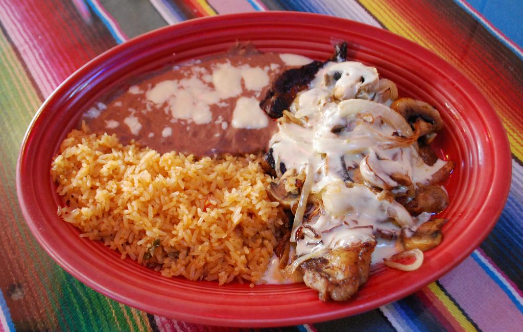 Cesina Cesina Tender slices of beef seasoned and cooked Mexican style. Served with rice, beans, salad, Pico de Gallo, sliced cheese and tortillas. Cheese Steak Cheese Steak 13.