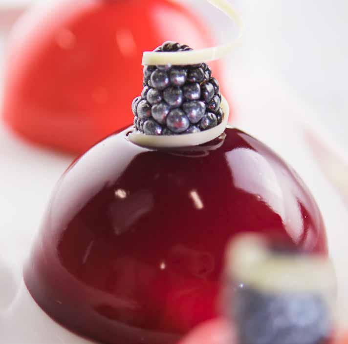 PreGel SEMISPHERE Base for semisphere: Raspberry and Strawberry Fiordica Gel Evolution Glaze for semisphere: Amarena and Strawberry smart Glaze GLAZES & COATINGS Five Star Chef Glazes & Coatings