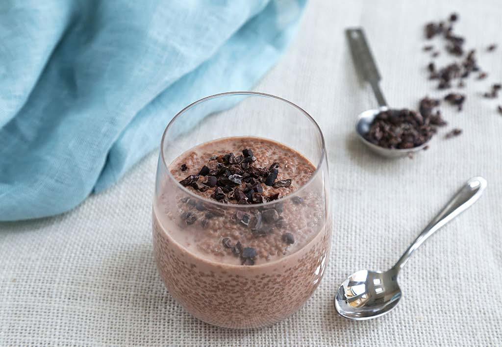 CHOCOLATE CHIA PUDDING BREAKFAST NUTRITION FACTS (per serving) TOTAL CARBS: 21.2 g CALORIES: 329 kcal FIBER: 14.
