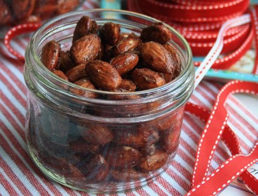 GINGERBREAD SPICED ALMONDS GINGERBREAD SPICED ALMONDS In a medium saucepan over medium heat melt the butter with molasses, sugar, spices and salt.