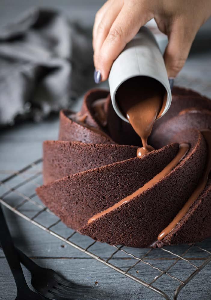 Dust your bundt tin with cocoa for a