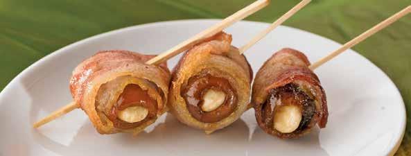 Bacon Wrapped Almond Stuffed Dates Wrapped in Bacon Sun ripened California dates