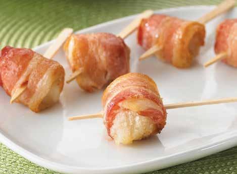 Product #304 Scallops Wrapped in Bacon Large sea scallops (30/40) dusted with