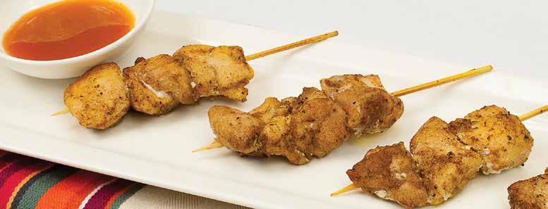 Skewered Satay Chicken A raw chicken fillet, threaded onto a 6 skewer. All you add is the sauce!