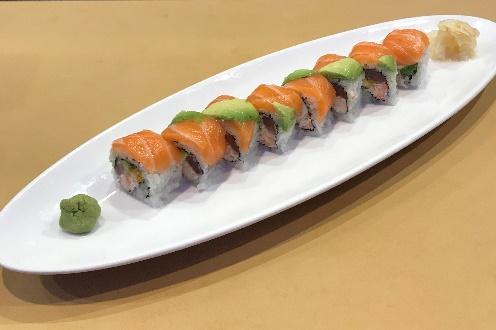 00 10 pcs assorted sushi, 18 pc assorted sashimi, 1 Tuna roll, 1 Salmon roll and 1 California roll.