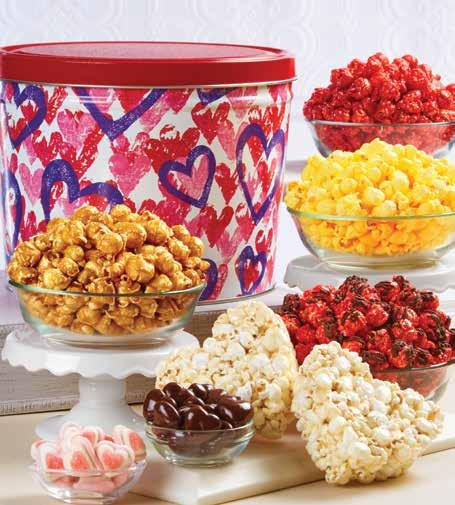 A A FOREVER HEARTS 2-GALLON TIN GRAND SNAK ASSORTMENT Have a soft spot for someone?