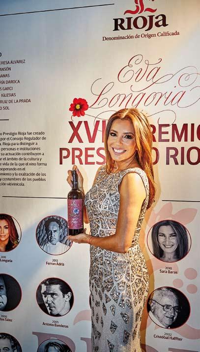 PROMOTIONAL ACTIVITIES IN SPAIN The actress Eva Longoria receives 18th Prestigio Rioja Prize The Jury Panel considers Eva Longoria exemplary in both her work and her philanthropic activities.