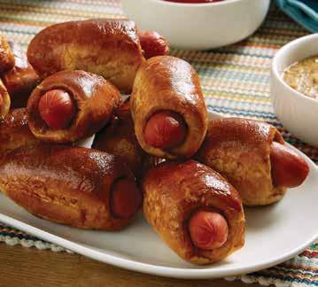 location SUPERPRETZEL Pretzel Dogs 100% all beef hot dogs with no trans fat Perfect snack size so you can
