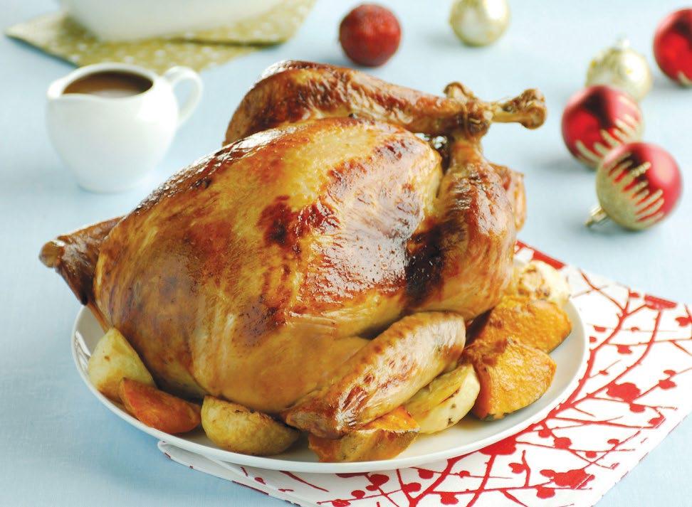 7 CHRISTMAS TURKEY WITH APRICOT, CHESTNUT AND PANCETTA STUFFING SERVES 6 1 x 5kg Ingham Whole Turkey STUFFING 40g butter 1 tablespoon olive oil 1 large brown onion, finely chopped 120g mild pancetta,