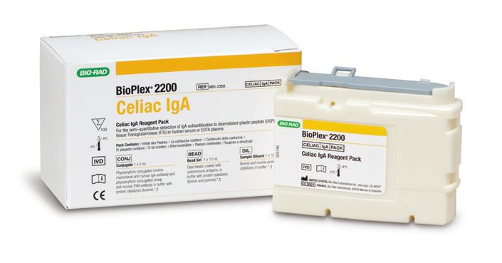 BIOPLEX 2200 SYSTEM BioPlex 2200 Celiac IgA and IgG Kits The BioPlex 2200 Celiac IgA and IgG kits consolidate four traditional single-analyte tests into two disease state panels for lean laboratory