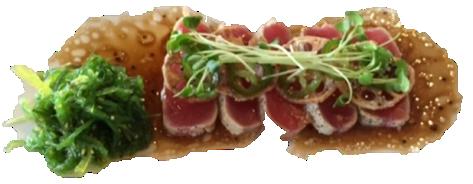 Small Plates Steam Soft Buns Tuna Tataki with Miso Dressing Crabmeat & Spicy Salmon Tower Tuna Tataki Tuna, Salmon & Red