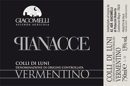 Vermentino Colli di Luni Pianacce Vinification and ageing: Vinification and maturation in steel- The clusters are destemmed and crushed. White vinification in steel with temperature control.