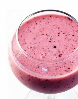 smoothies 2 SERVINGS POMEGRANATE SMOOTHIE 1 cup low-fat yogurt 1 cup pomegranate juice 1 cup frozen blueberries 2 tablespoons honey ½