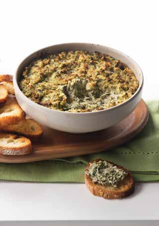 sauces, dips, sides 2-4 SERVINGS SPINACH & ARTICHOKE DIP ¼ cup mayonnaise ¼ cup sour cream 8 ounces cream cheese 2 tablespoons lemon juice 1 14 ounce can artichoke hearts, drained & chopped ½ cup