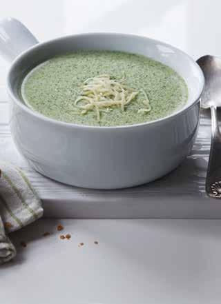soups 4 SERVINGS BROCCOLI CHEDDAR SOUP 3 cups broccoli florets, trimmed and roughly chopped ½ small yellow onion, chopped 1 medium carrot, peeled and julienned 3 tablespoons butter 2 tablespoons