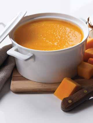 soups 4 SERVINGS BUTTERNUT SQUASH SOUP 1. Place olive oil in a heavy bottom pot. Add the onions and cook until translucent. Add squash and broth.